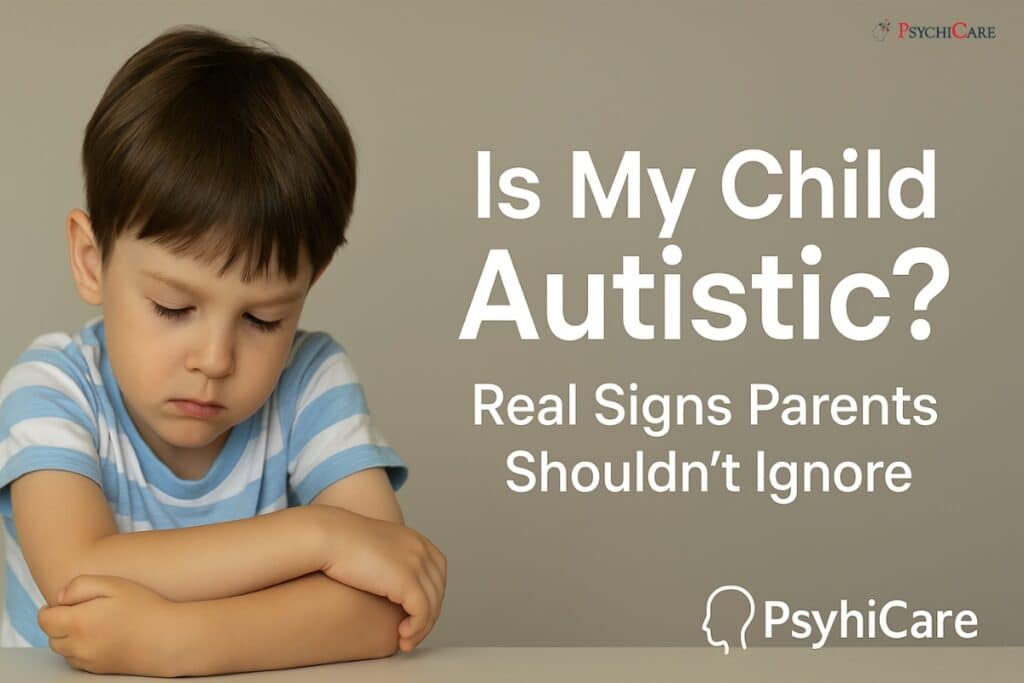 Horizontal feature image for “Is My Child Autistic?” article showing a child looking away, symbolizing early signs of autism spectrum disorder in children.