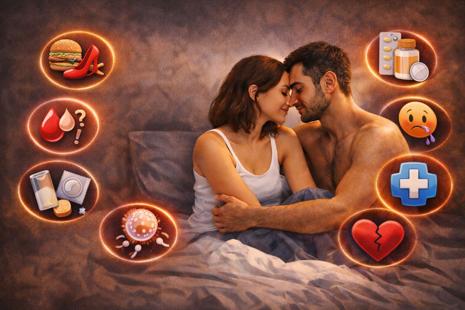 Adult Couple Illustration Representing Common Sex-Related Experiences
