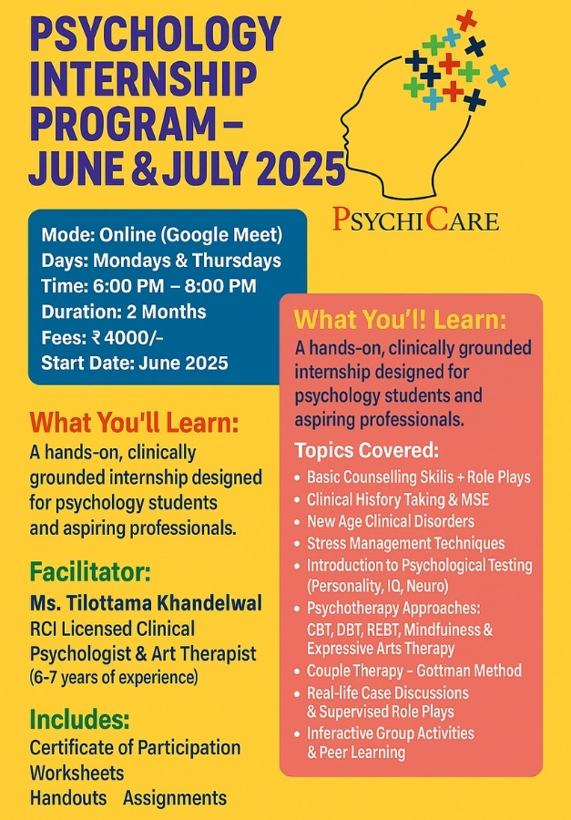 Psychology Internship Program – June & July 2025