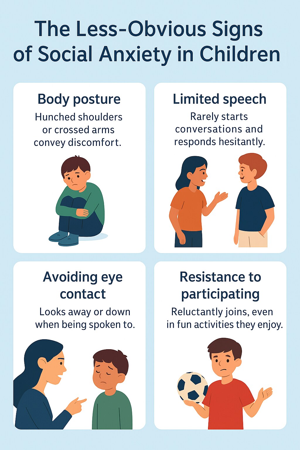 The Less-Obvious Signs of Social Anxiety in Children – PsychiCare Infographic 