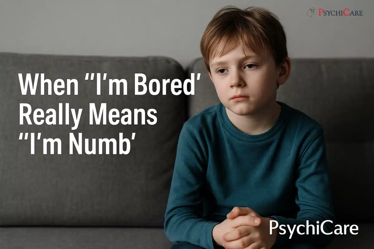 Child sitting alone looking blank and distant, showing emotional numbness in kids, a hidden sign parents often miss