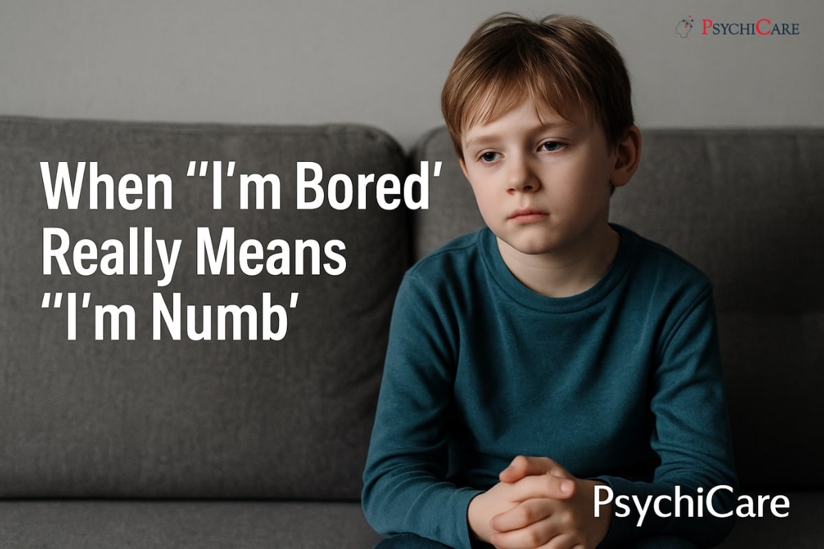 Child sitting alone looking blank and distant, showing emotional numbness in kids, a hidden sign parents often miss