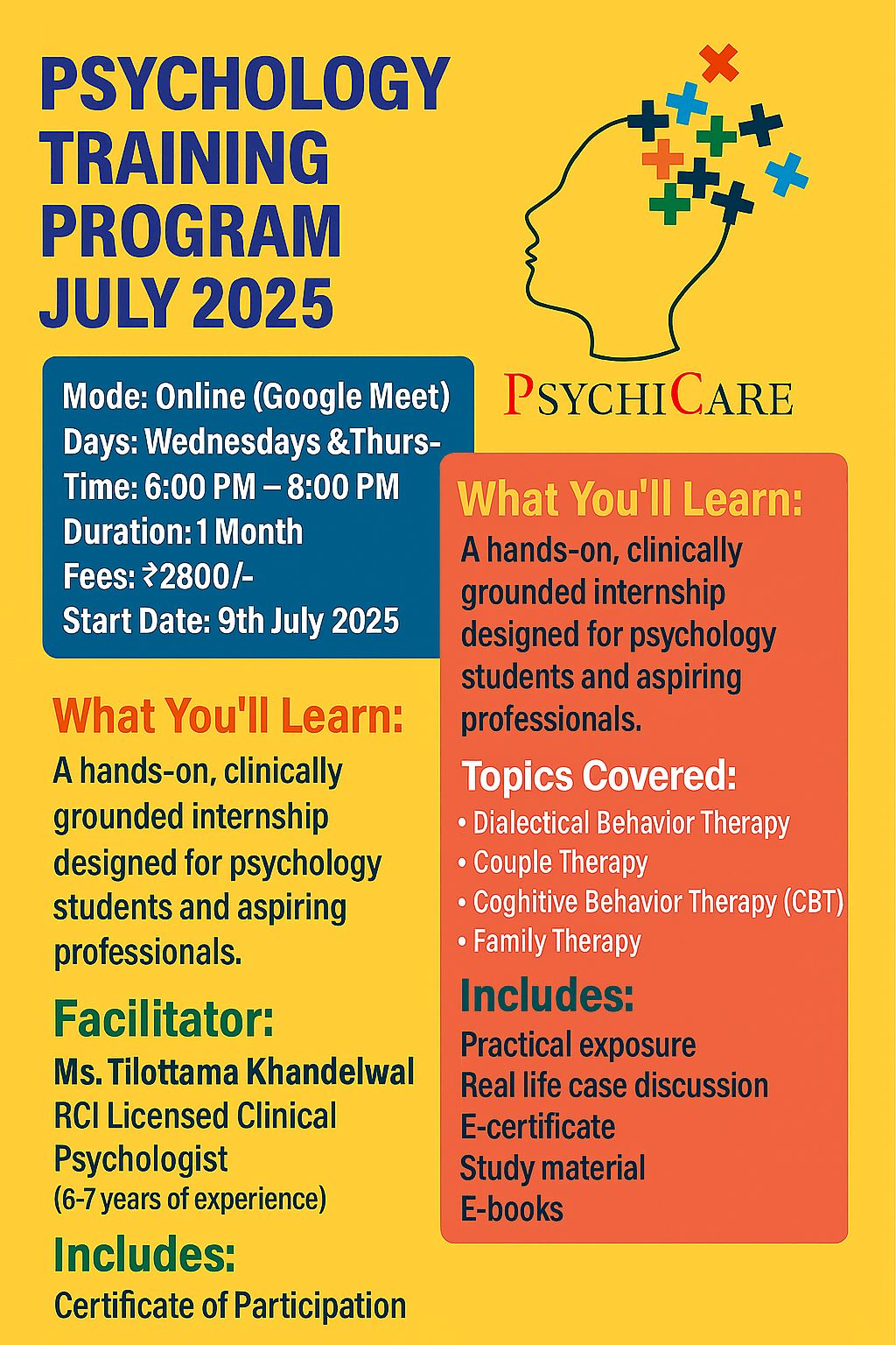July Intensive Clinical Psychology Training Program