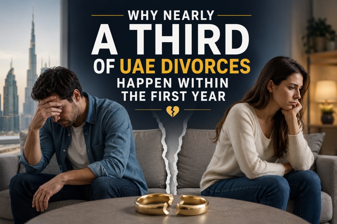 Emotionally distant married couple in the UAE facing relationship problems and early divorce stress