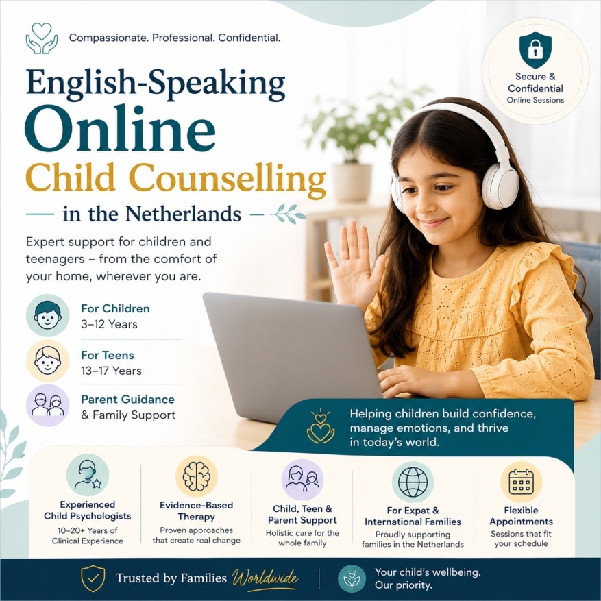 English-speaking online child counselling in the Netherlands for expat and international families, providing expert mental health support for children and teenagers.