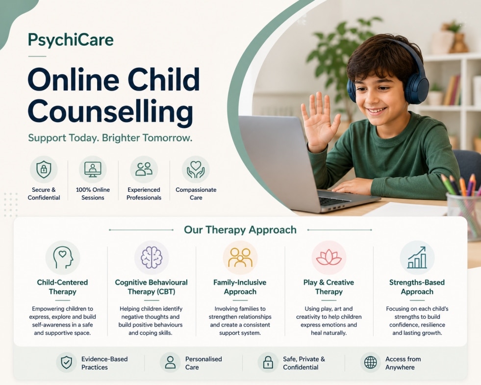 Online Child Counselling Therapy Approaches Used by PsychiCare