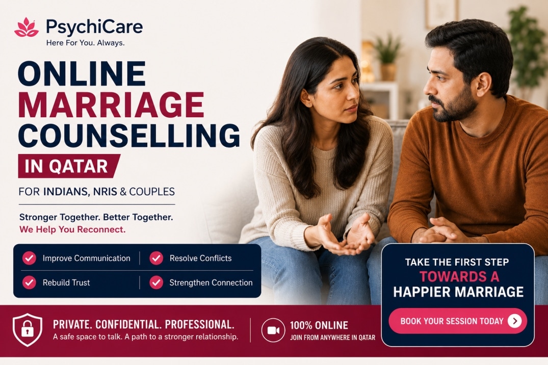 Online Marriage Counselling in Qatar for Indians, NRIs and Couples by PsychiCare