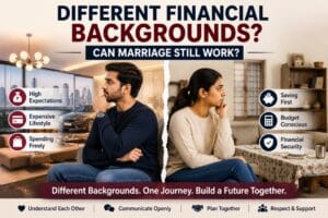 Indian couple struggling with different financial backgrounds in marriage